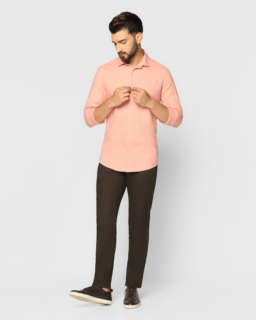 Casual Peach Solid Shirt - Lang