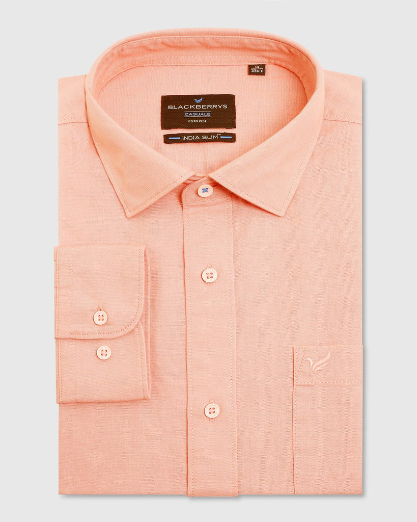 Casual Peach Solid Shirt - Lang