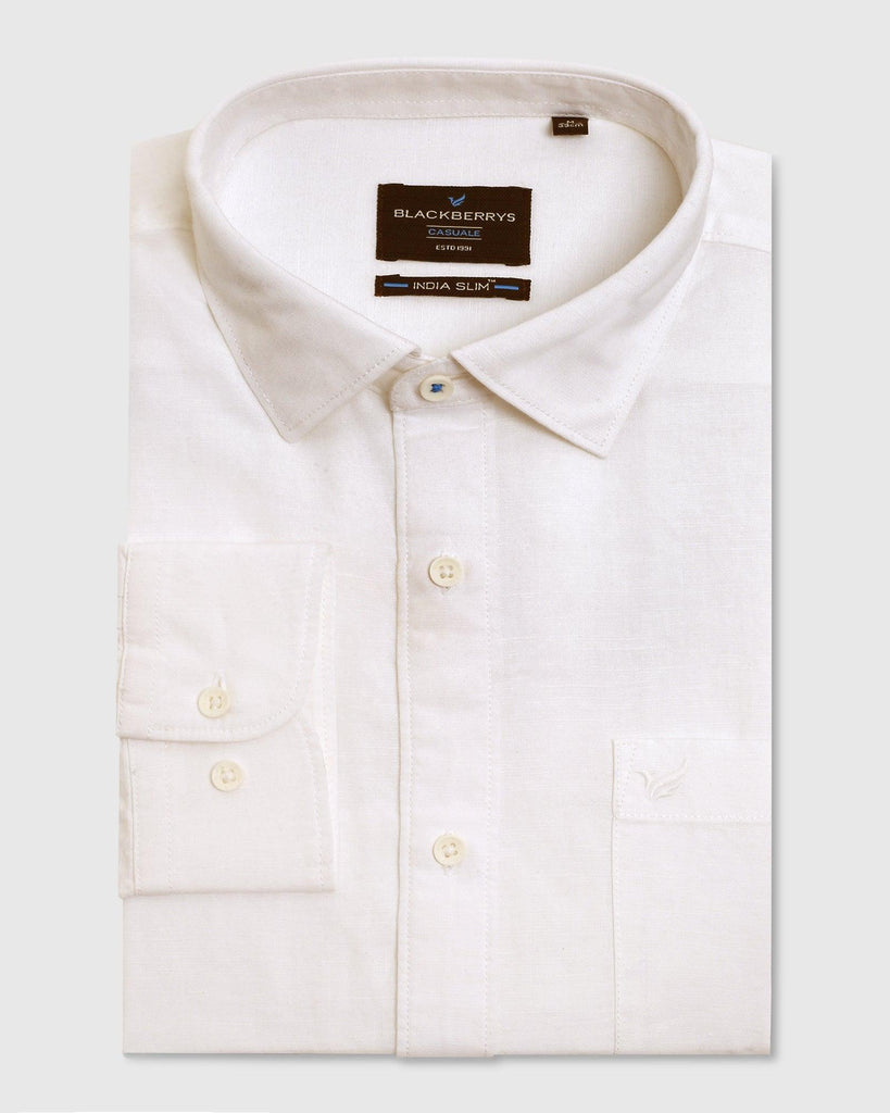 Casual White Solid Shirt - Lang