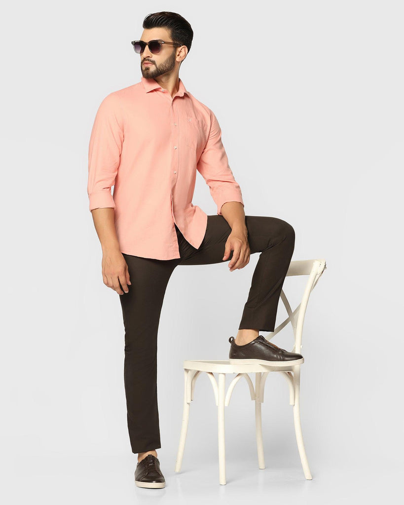 Casual Peach Solid Shirt - Lang