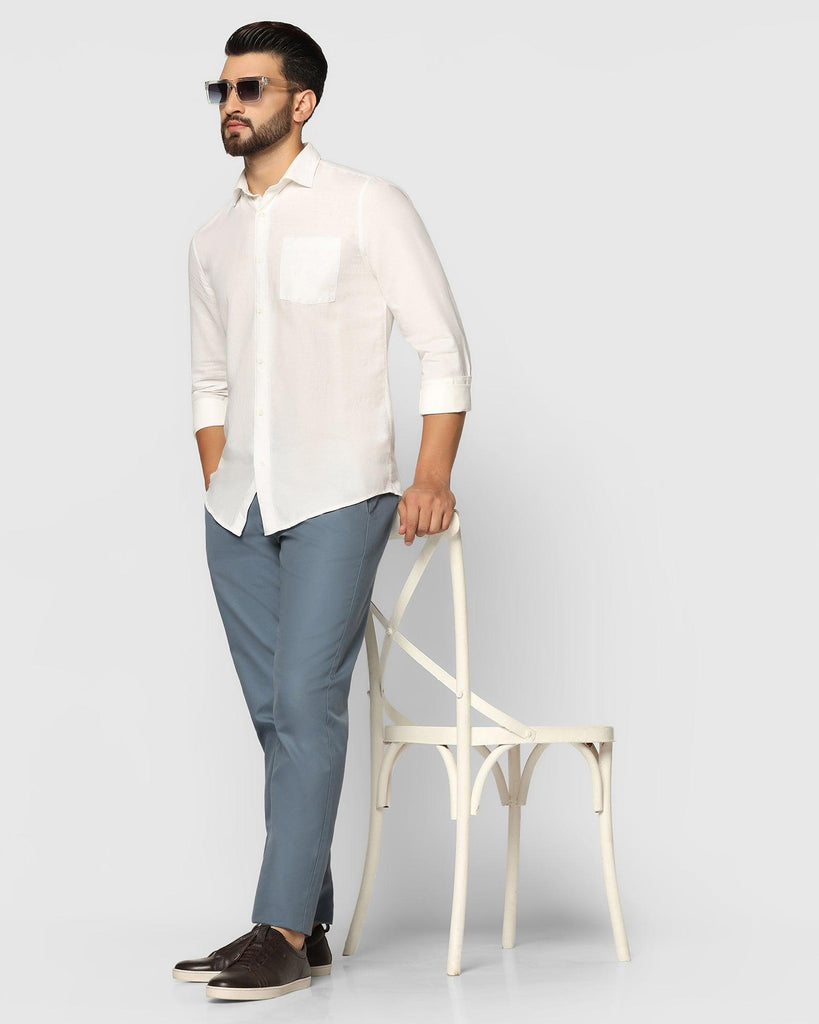 Casual White Solid Shirt - Lang