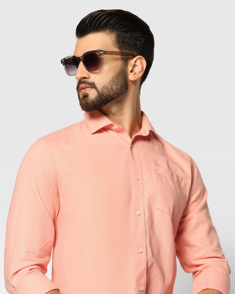 Casual Peach Solid Shirt - Lang