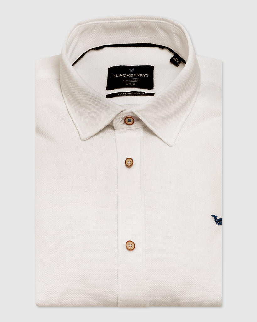 Casual White Solid Shirt - Pareto