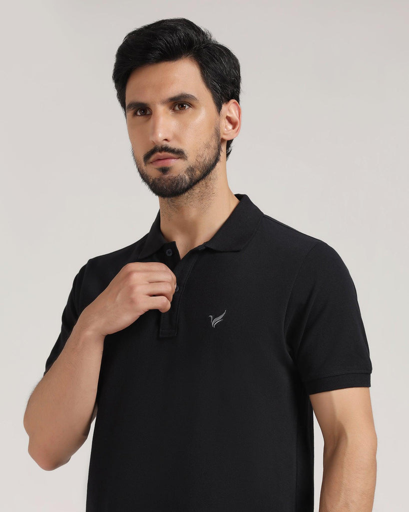 Polo Black Solid T-Shirt - Miles