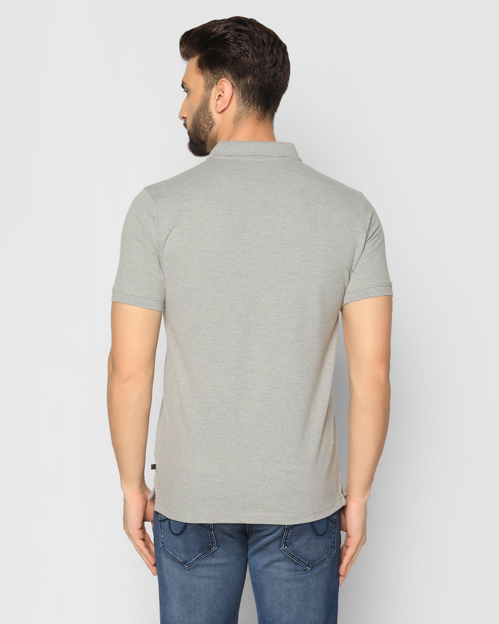 Polo T Shirt In Charcoal Grey (Bright) - Blackberrys