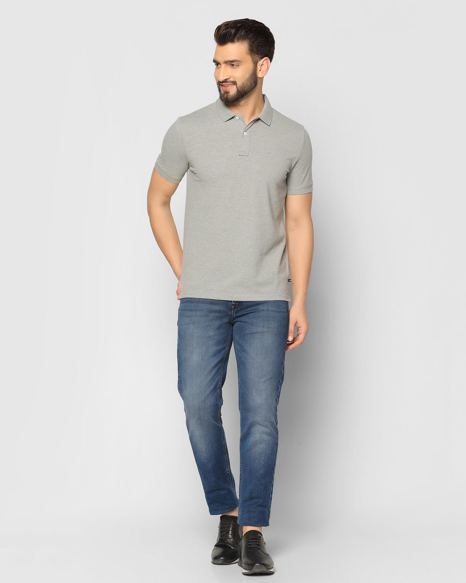 Polo T Shirt In Charcoal Grey (Bright) - Blackberrys