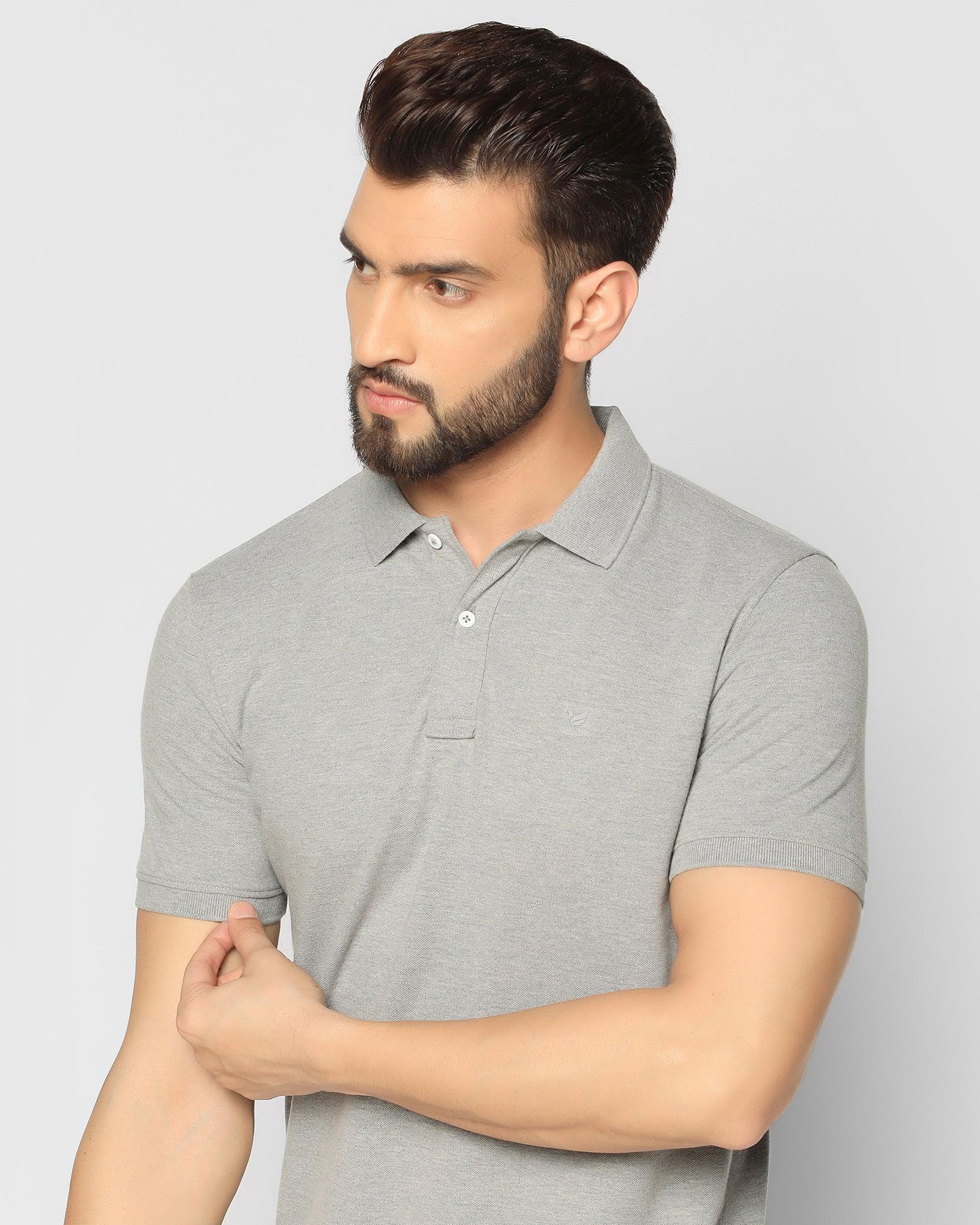 Polo T Shirt In Charcoal Grey (Bright) - Blackberrys