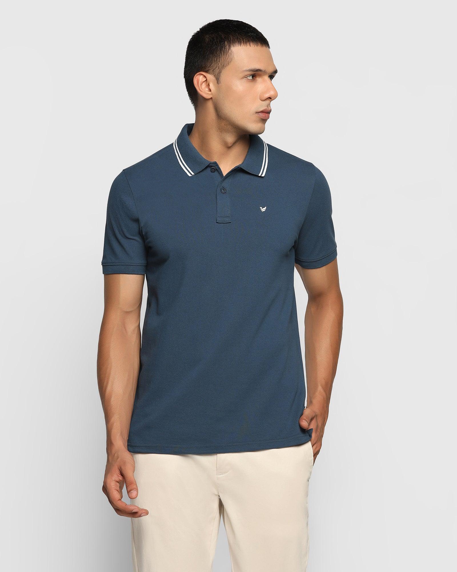 Polo T Shirt In Deep Blue (Klaus) - Blackberrys