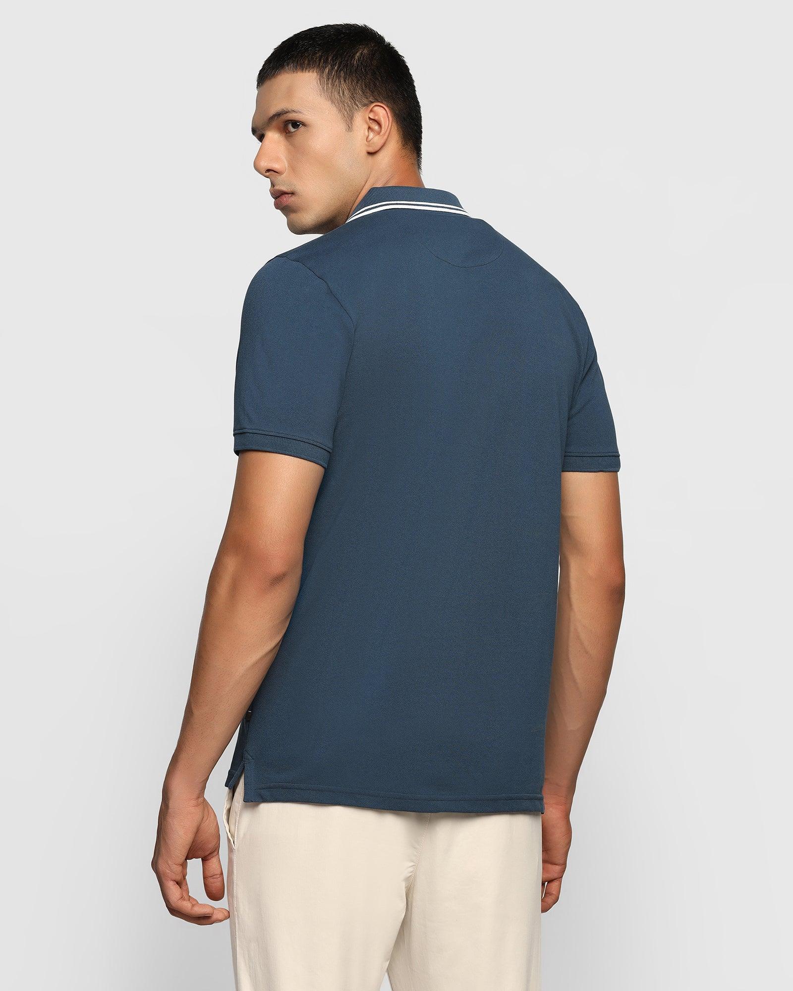 Polo T Shirt In Deep Blue (Klaus) - Blackberrys