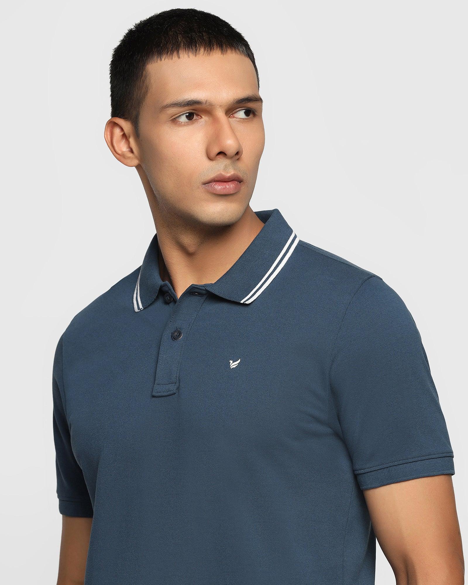 Polo T Shirt In Deep Blue (Klaus) - Blackberrys