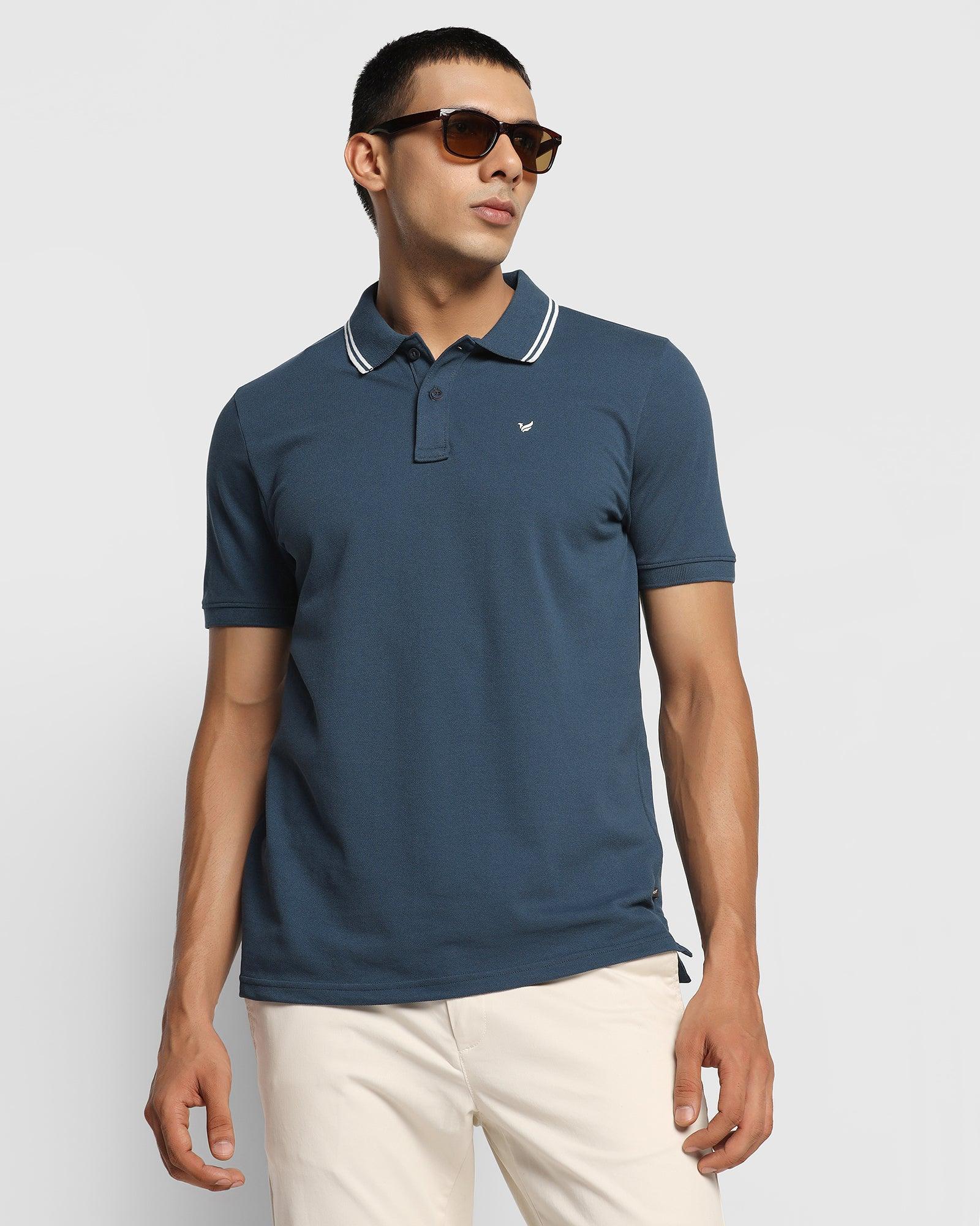 Polo T Shirt In Deep Blue (Klaus) - Blackberrys