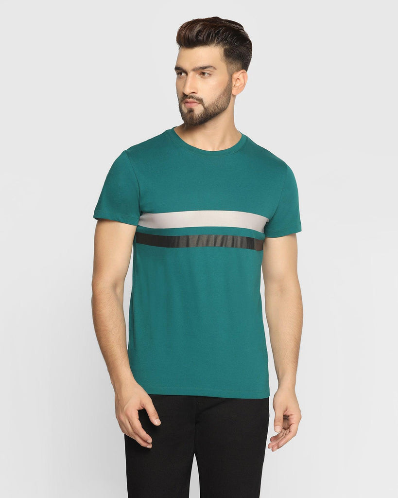 Crew Neck Hushed Green Solid T-Shirt - Rosa