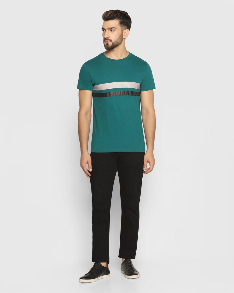 Crew Neck Hushed Green Solid T-Shirt - Rosa