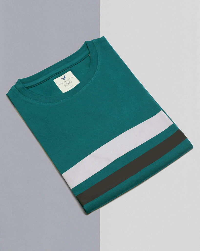 Crew Neck Hushed Green Solid T-Shirt - Rosa