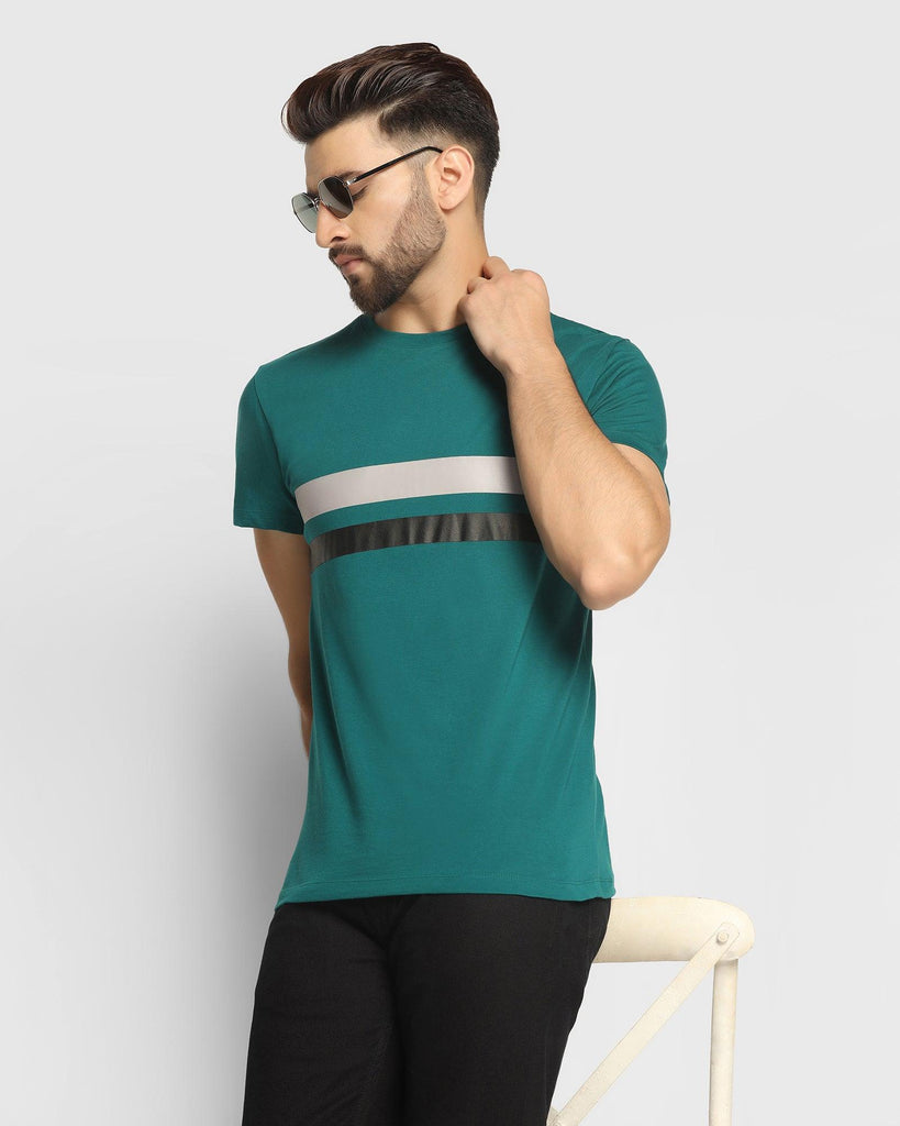 Crew Neck Hushed Green Solid T-Shirt - Rosa