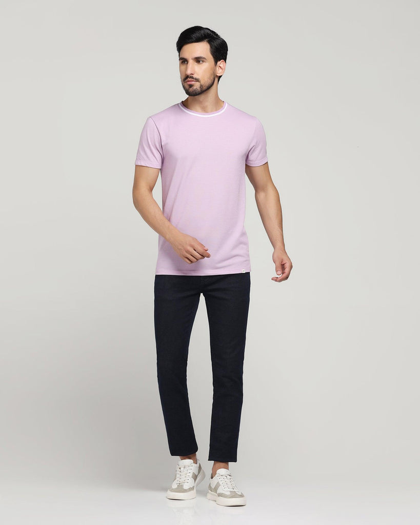 Crew Neck Lilac Purple Solid T-Shirt - Deep