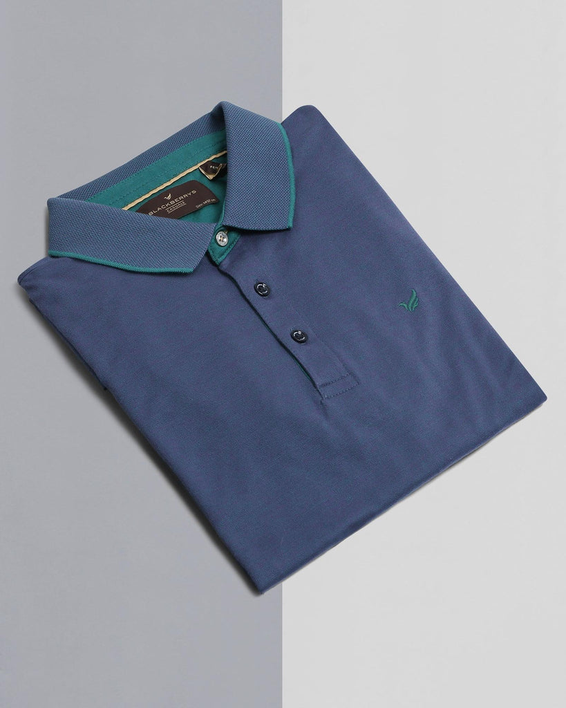 Polo Mid Blue Solid T-Shirt - Tone