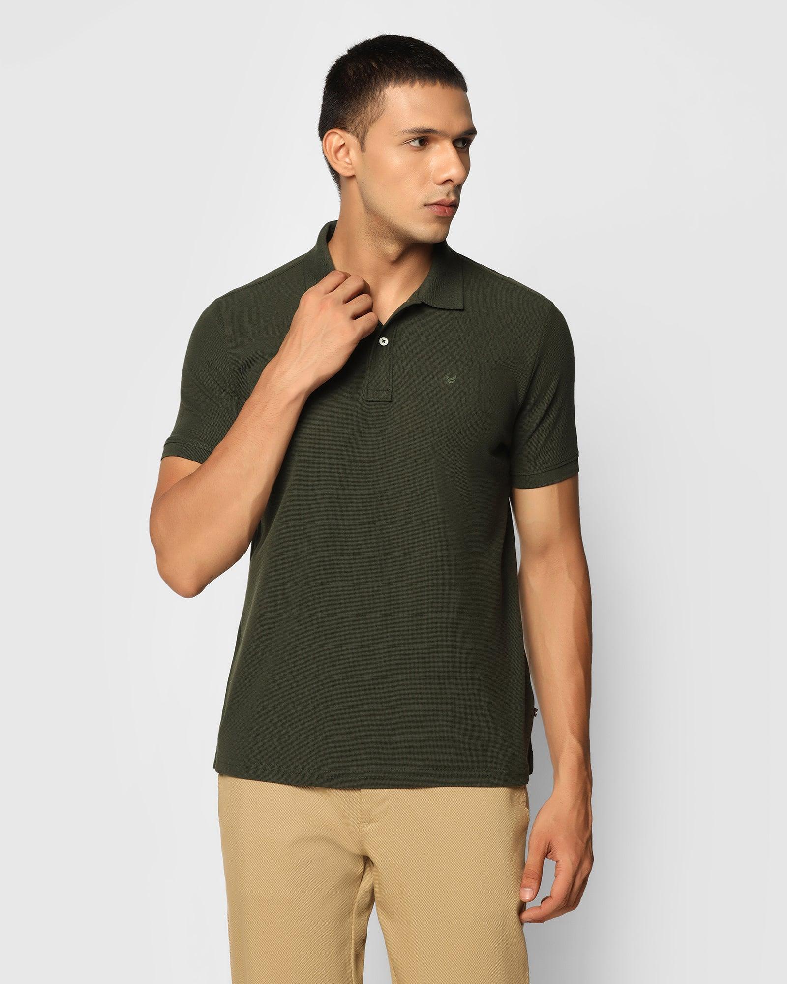 Polo T Shirt In Moss Green (Jacob) - Blackberrys