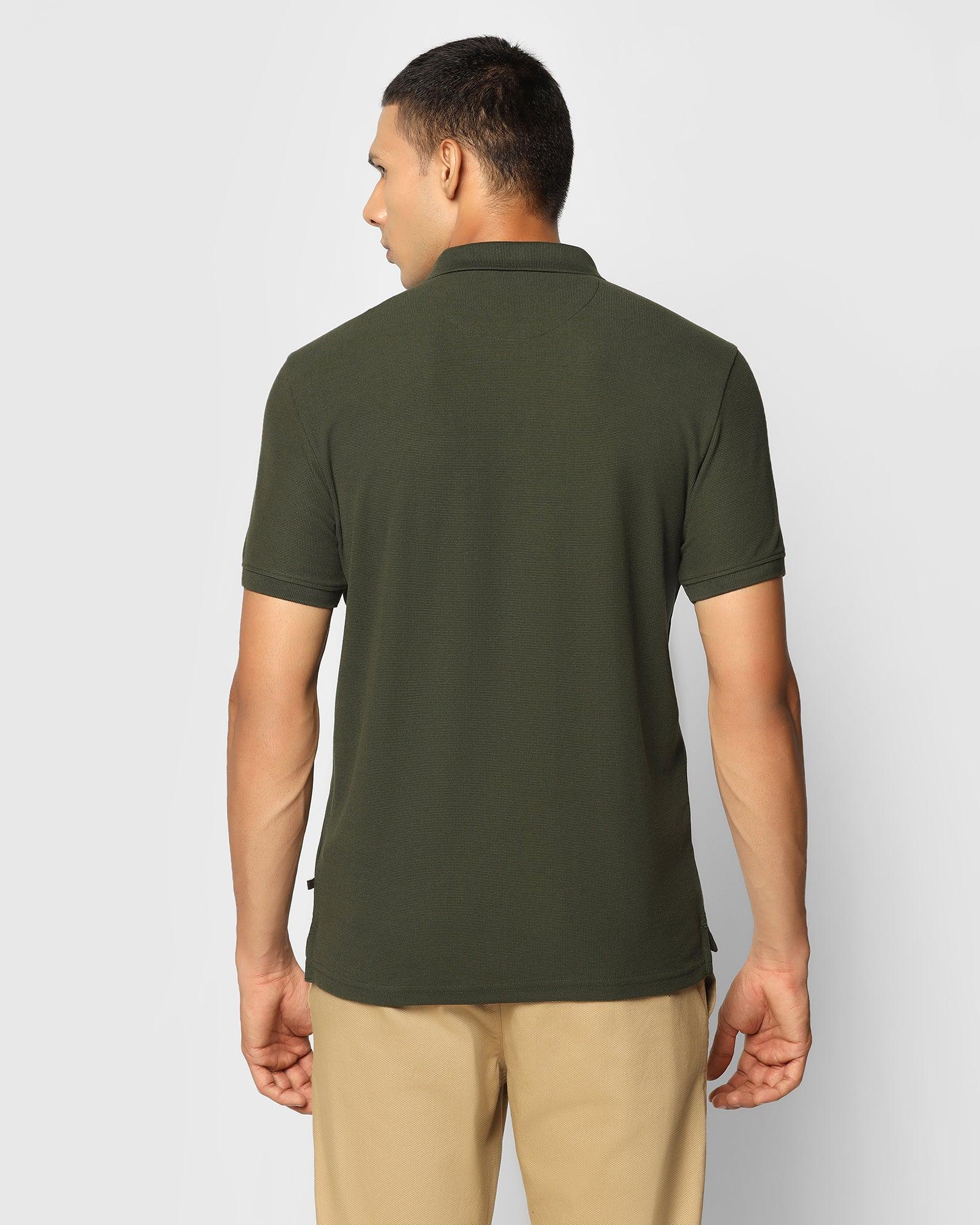 Polo T Shirt In Moss Green (Jacob) - Blackberrys