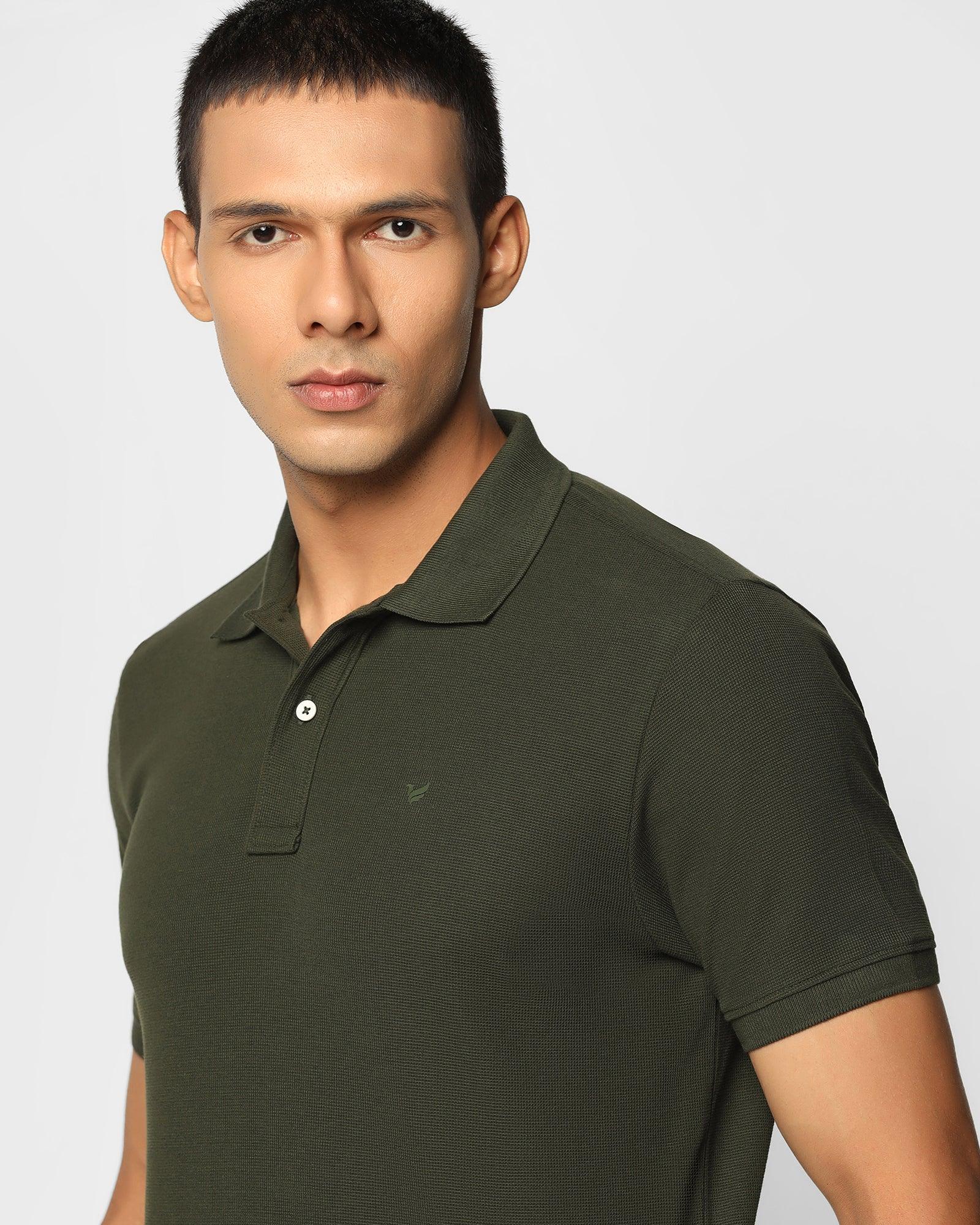 Polo T Shirt In Moss Green (Jacob) - Blackberrys