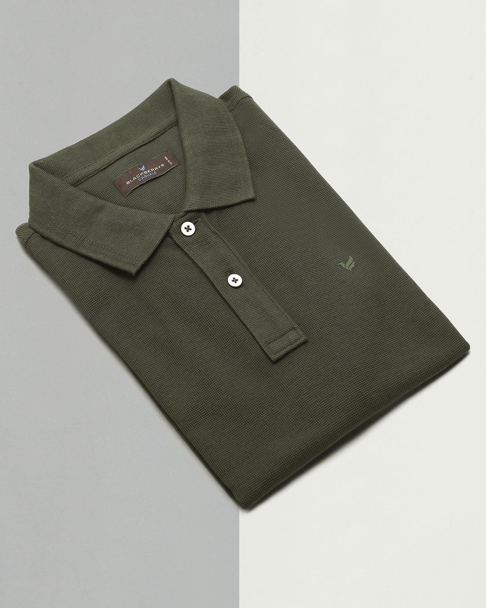 Polo T Shirt In Moss Green (Jacob) - Blackberrys