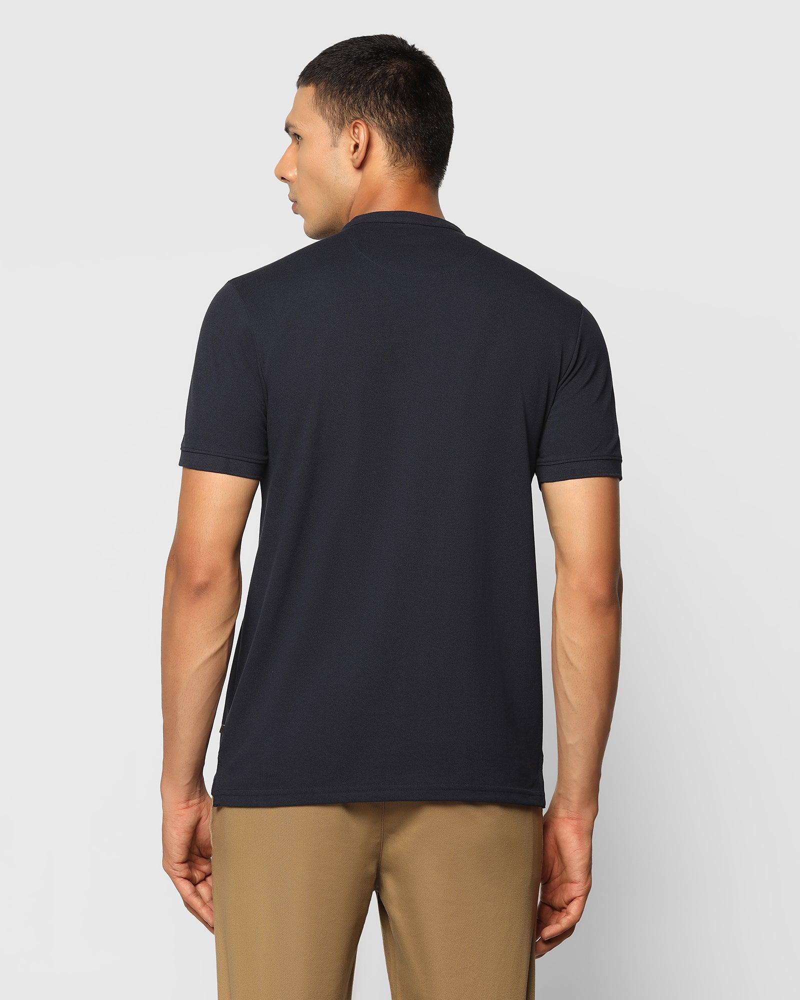 Henley Collar T Shirt In Navy (Kell) - Blackberrys