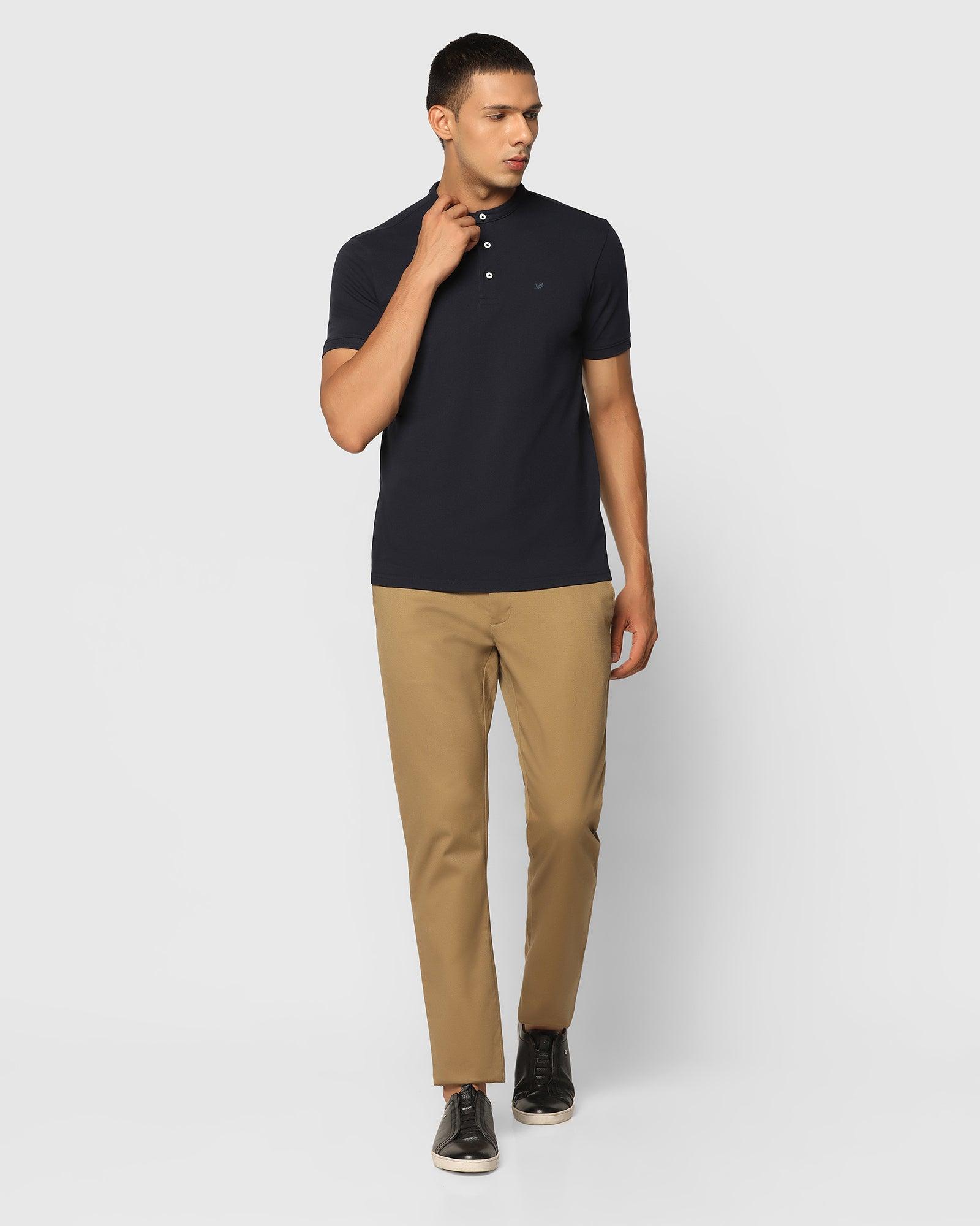 Henley Collar T Shirt In Navy (Kell) - Blackberrys