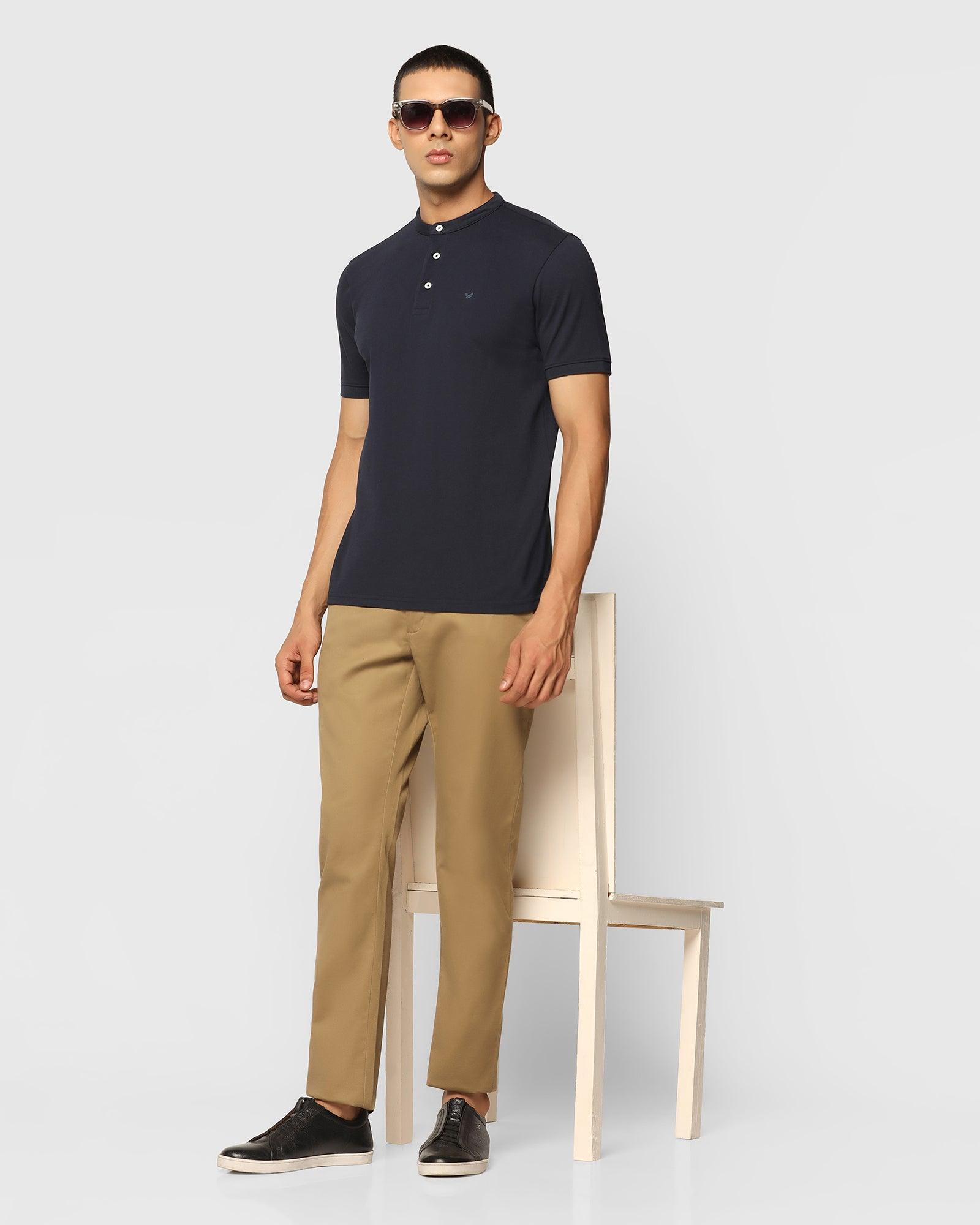 Henley Collar T Shirt In Navy (Kell) - Blackberrys