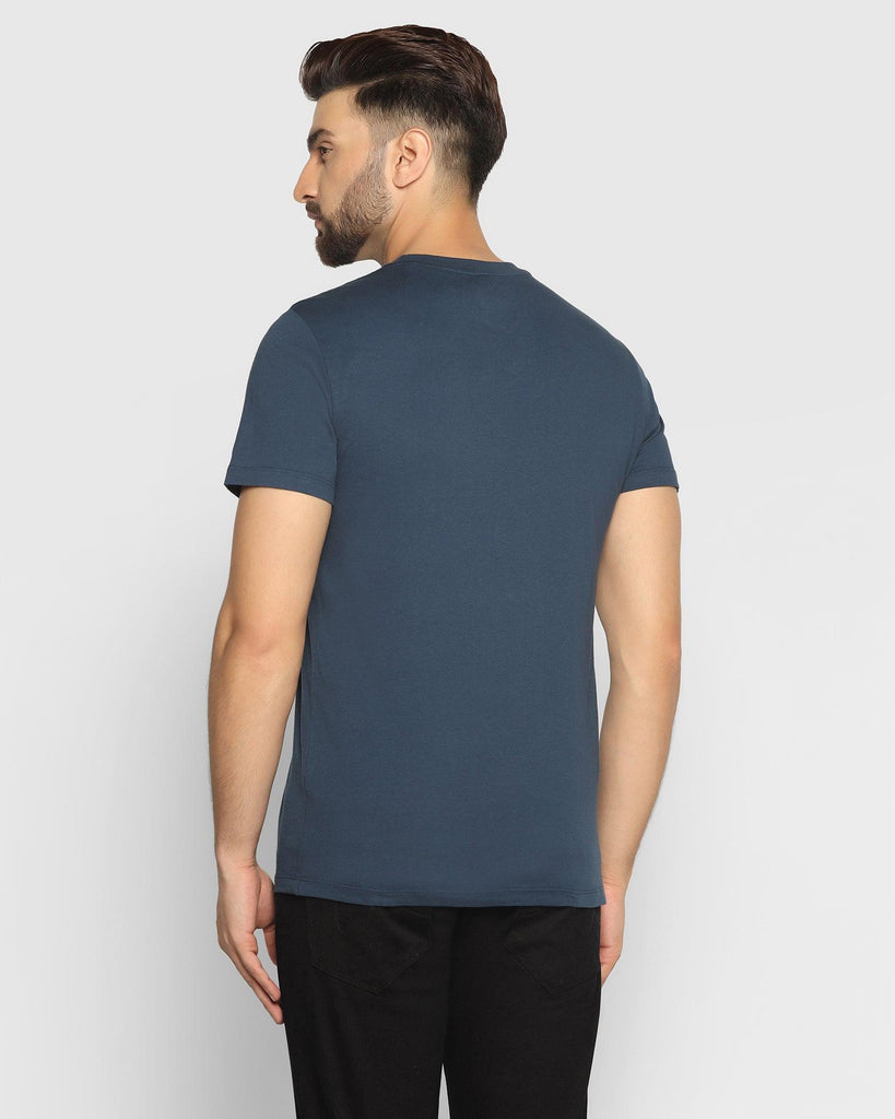 Crew Neck Navy Printed T-Shirt - Series