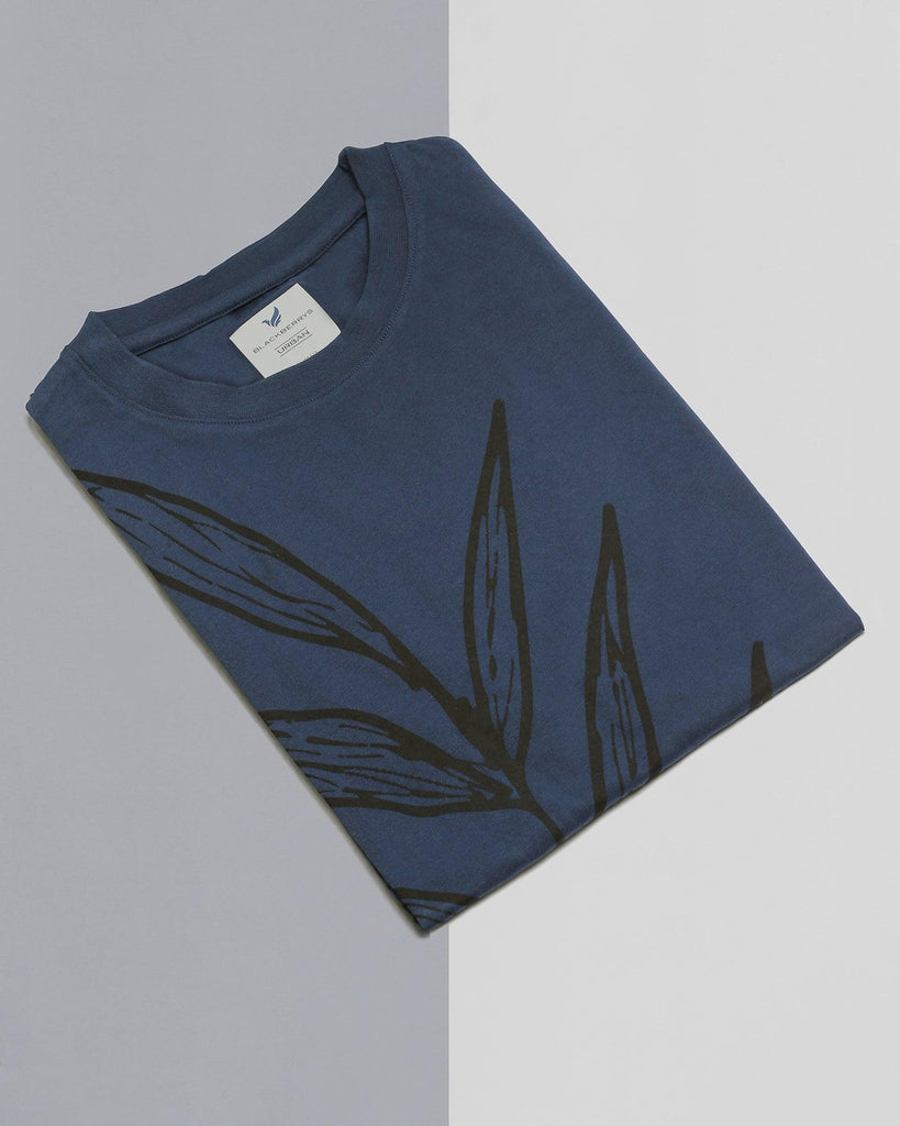 Crew Neck Navy Printed T-Shirt - Series