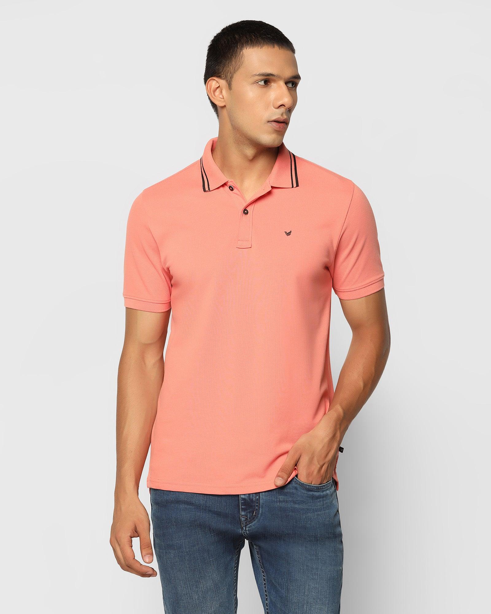 Polo T Shirt In Peach Echo (Klaus) - Blackberrys