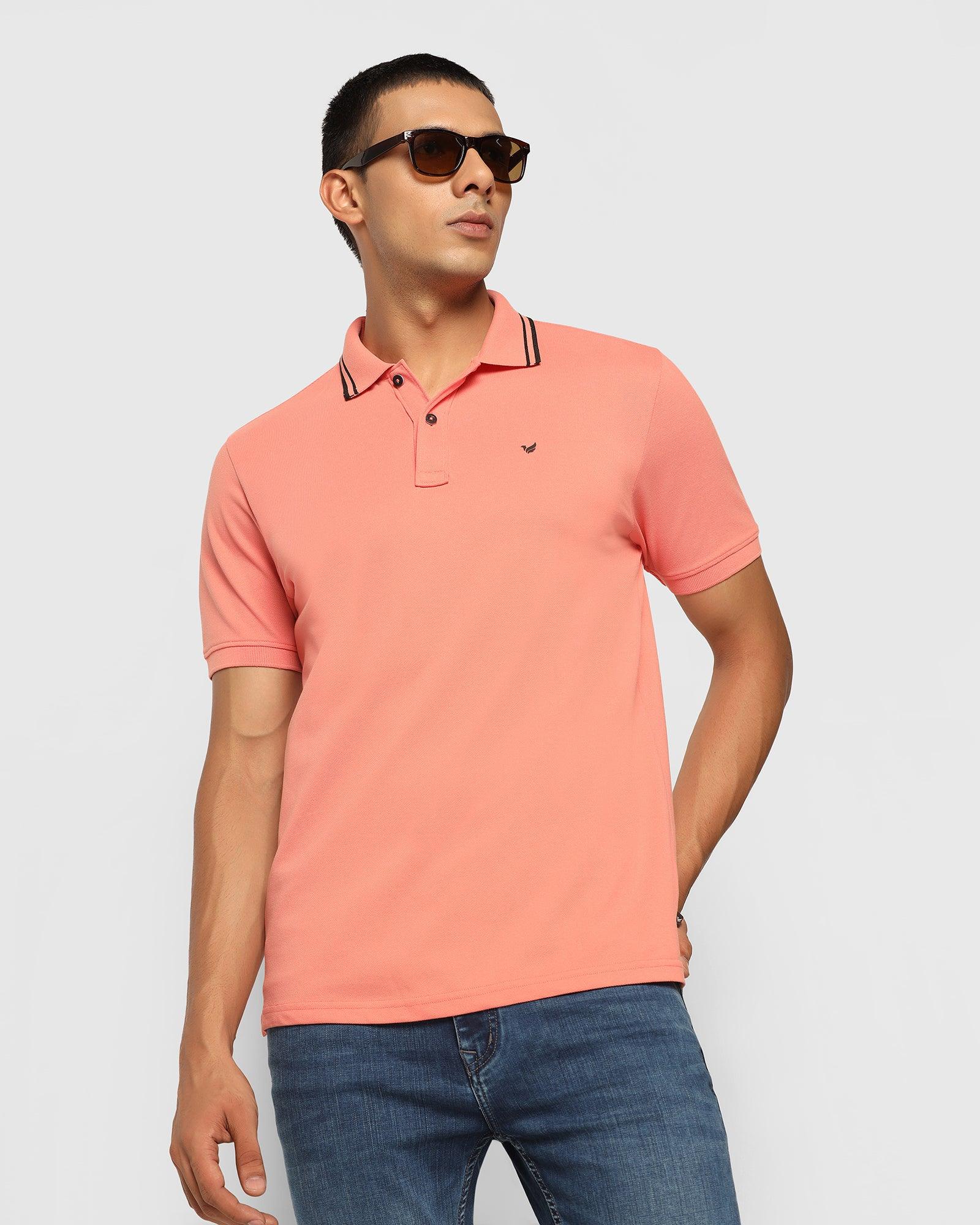 Polo T Shirt In Peach Echo (Klaus) - Blackberrys