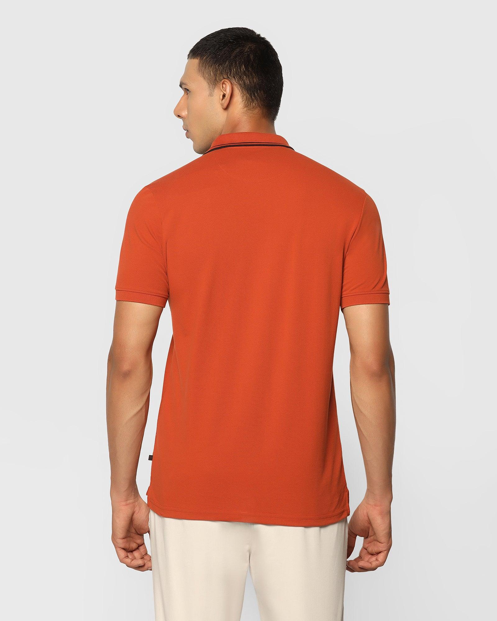 Polo T Shirt In Rust Orange (Klaus) - Blackberrys