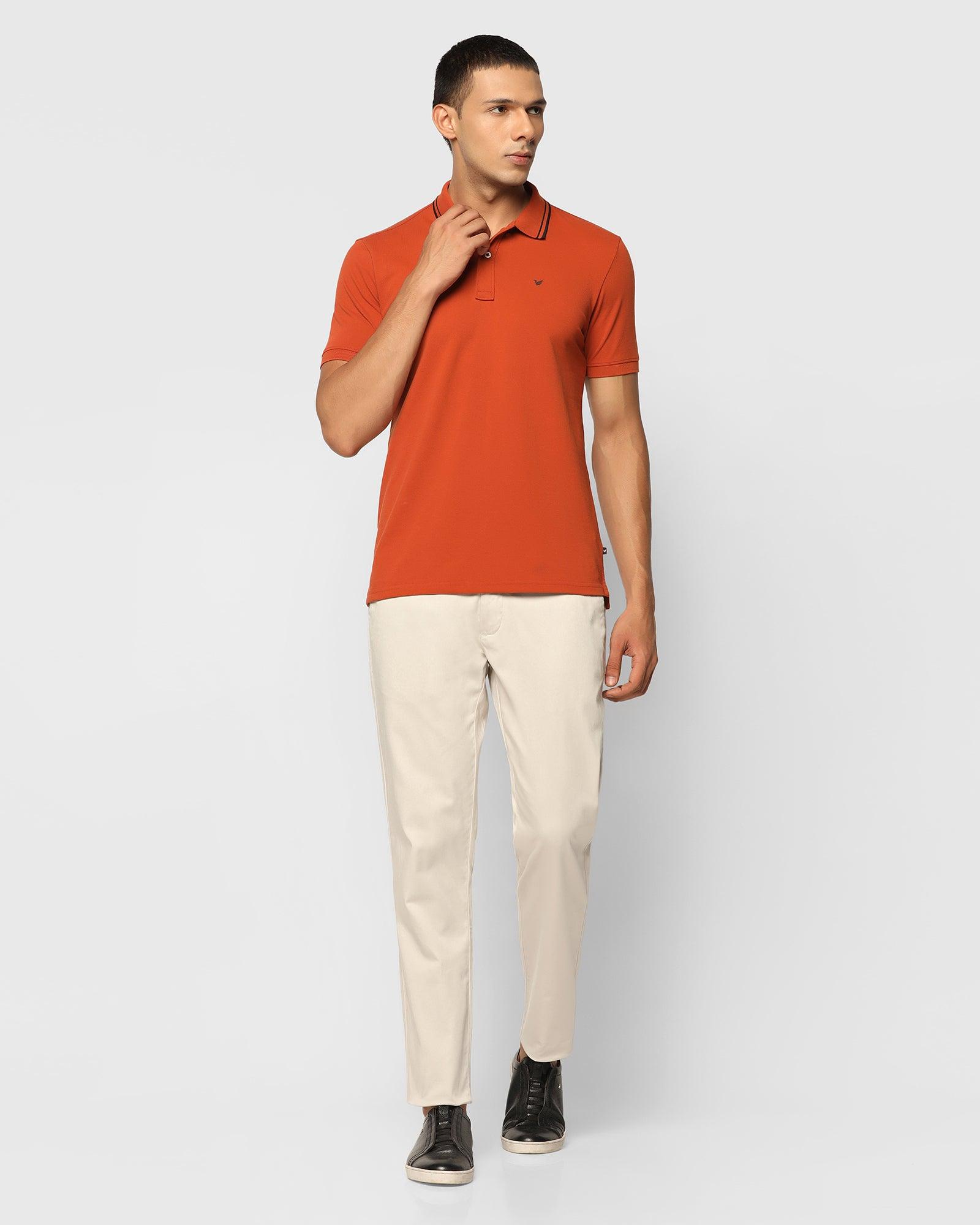 Polo T Shirt In Rust Orange (Klaus) - Blackberrys