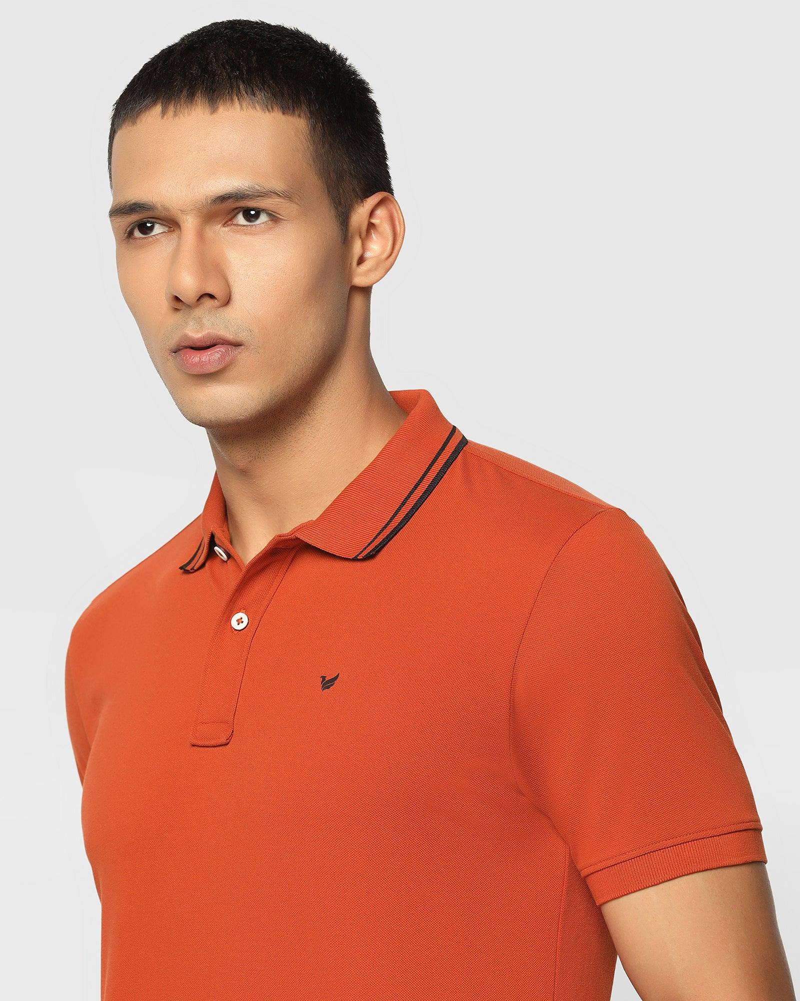 Polo T Shirt In Rust Orange (Klaus) - Blackberrys