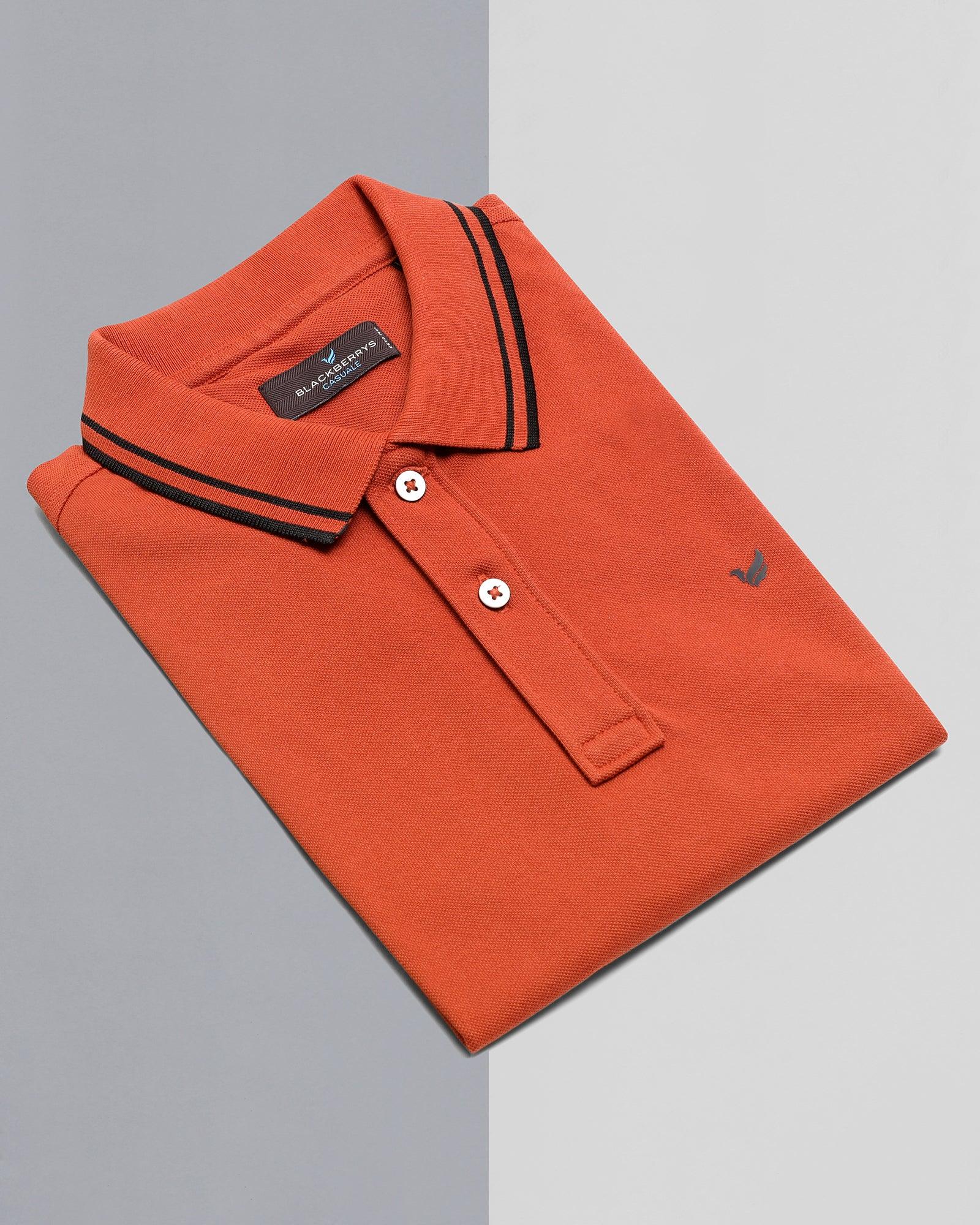 Polo T Shirt In Rust Orange (Klaus) - Blackberrys