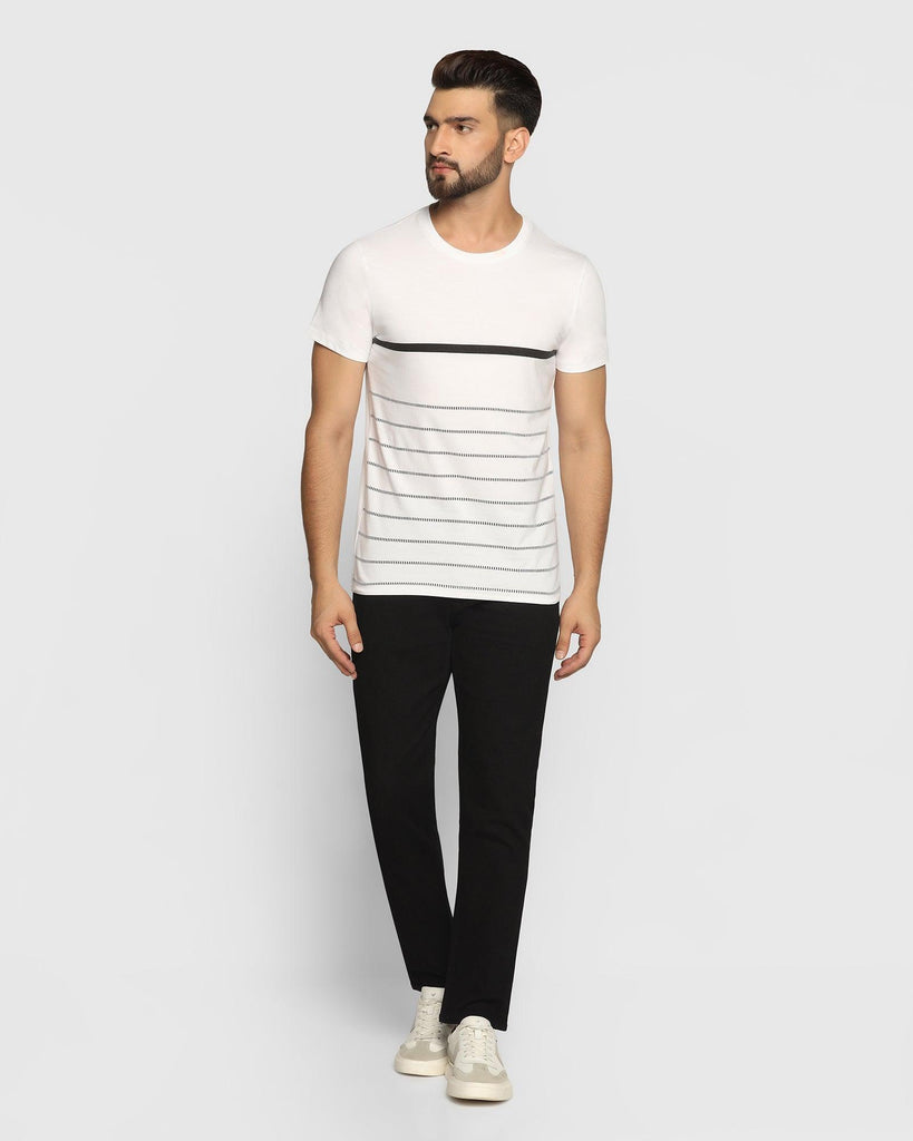 Crew Neck White Striped T-Shirt - Mild