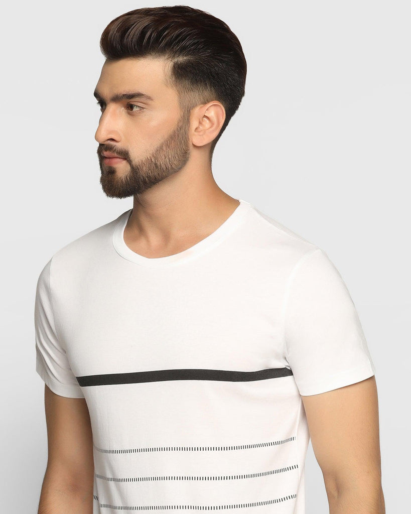 Crew Neck White Striped T-Shirt - Mild