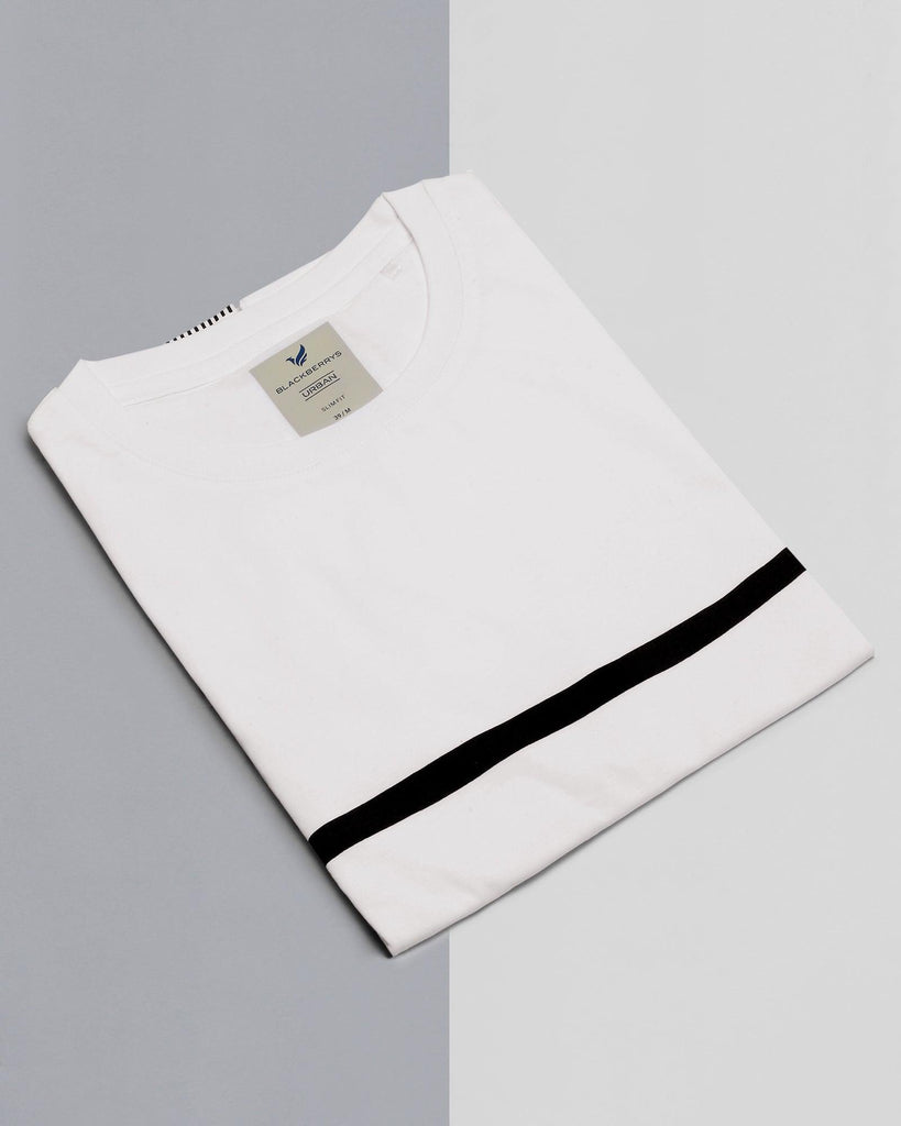 Crew Neck White Striped T-Shirt - Mild