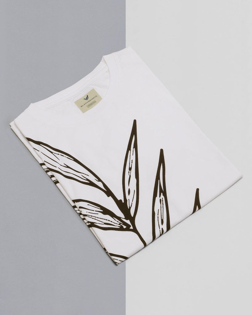 Crew Neck White Printed T-Shirt - Series