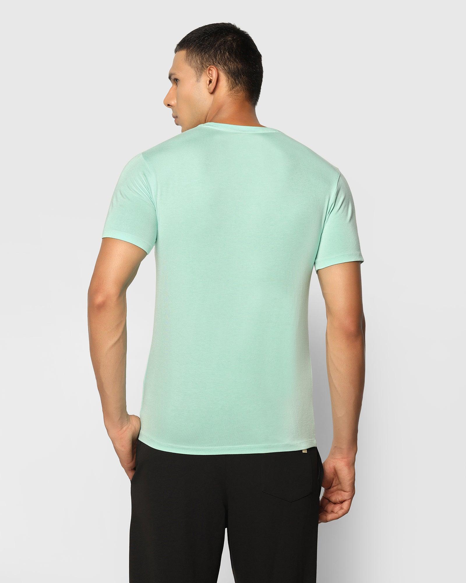Crew Neck Mint Solid T-Shirt - Hola