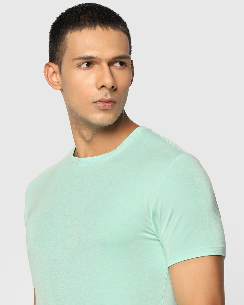 Crew Neck Mint Solid T-Shirt - Hola