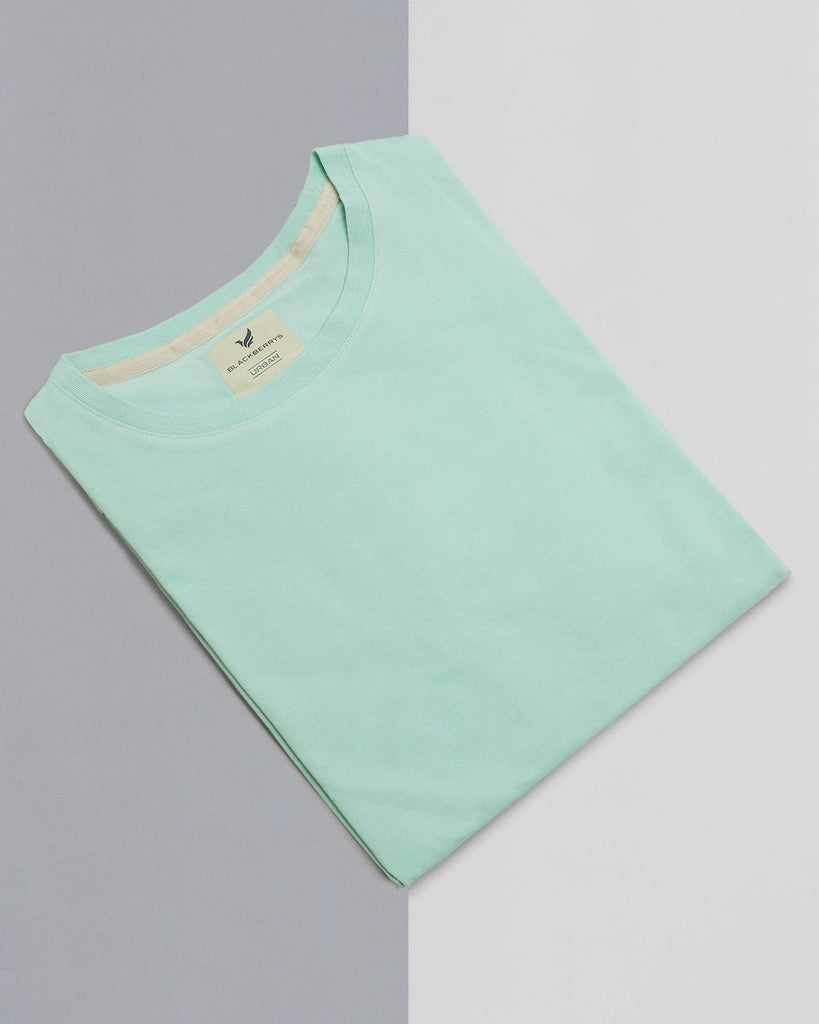 Crew Neck Mint Solid T-Shirt - Hola