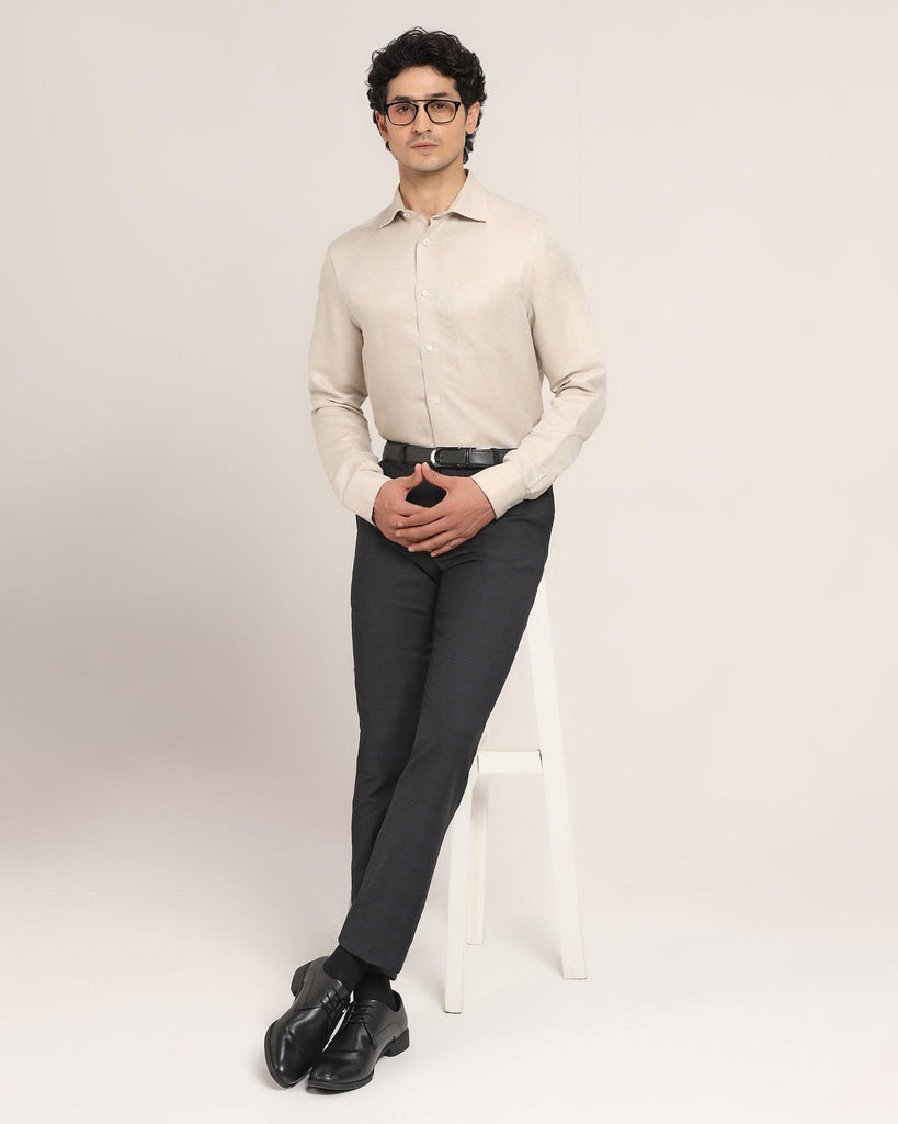 Linen Luxe Formal Cream Solid Shirt - Bering