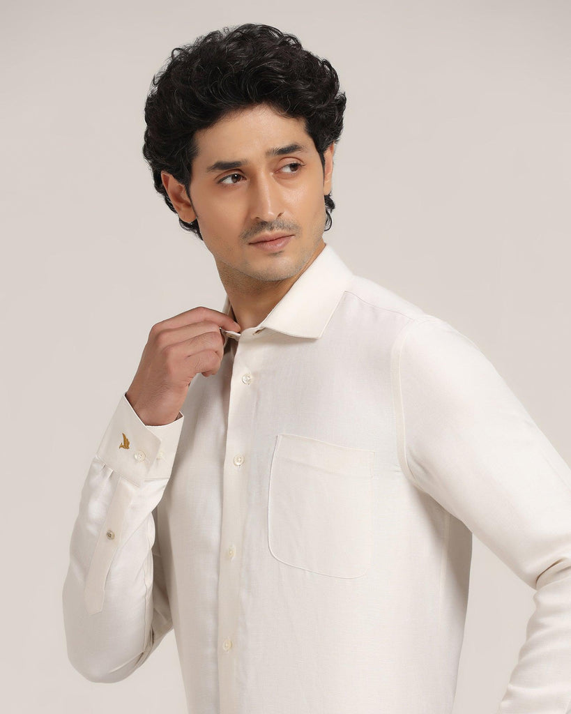 Linen Luxe Formal White Solid Shirt - Bering