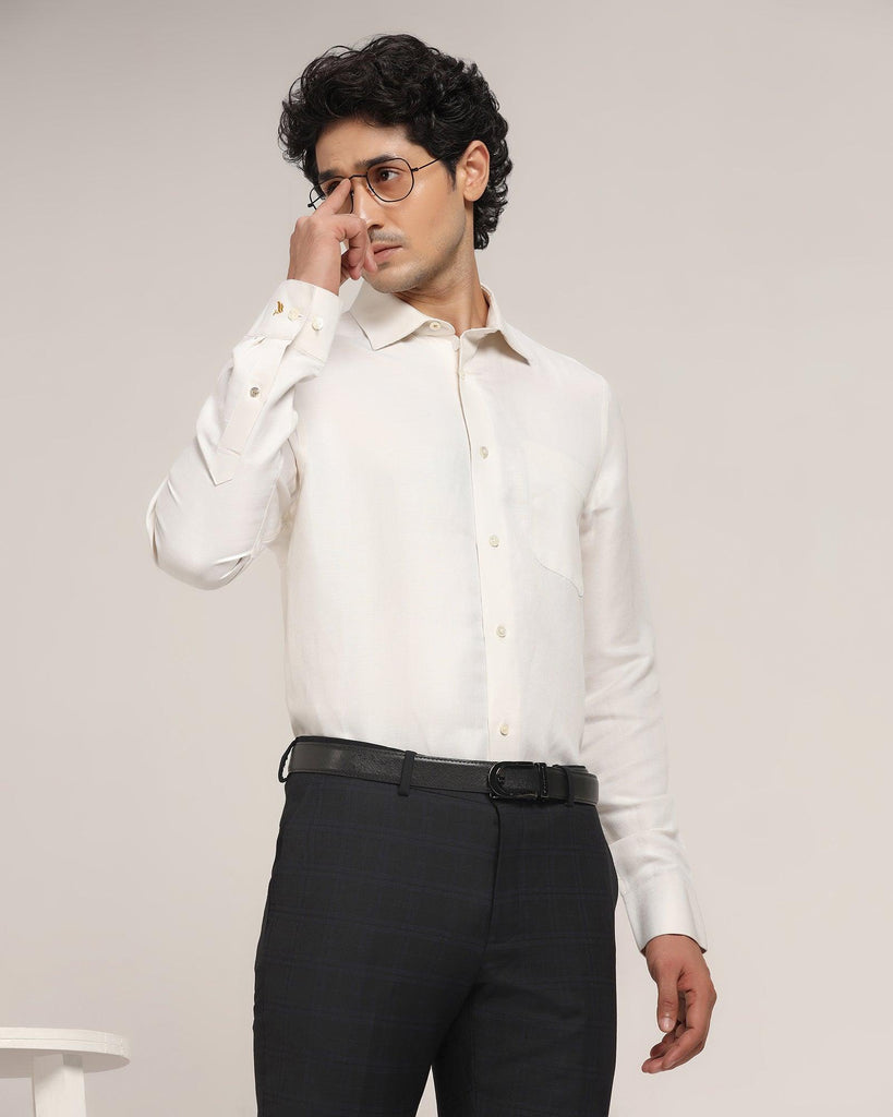 Linen Luxe Formal White Solid Shirt - Bering