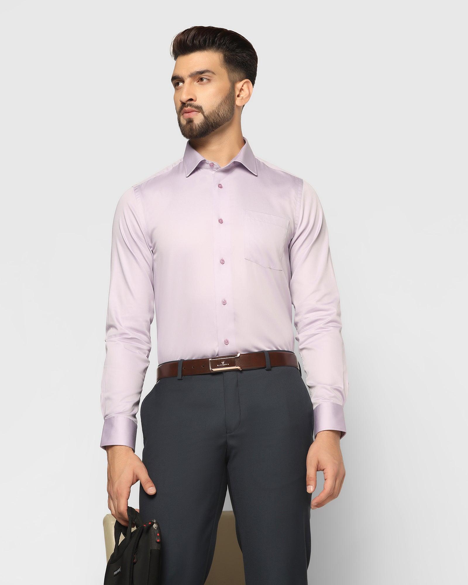 Formal Lavender Solid Shirt - Simble