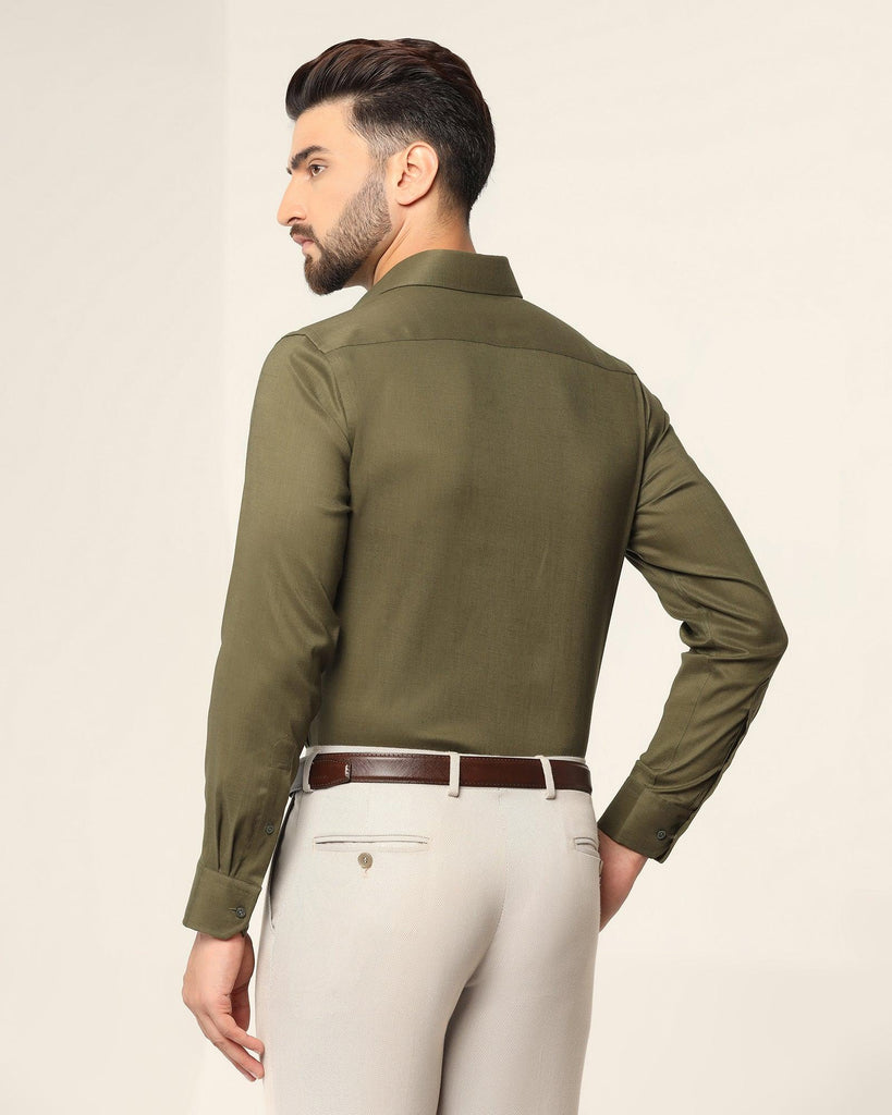 Non Iron Linen Formal Olive Solid Shirt - Rado