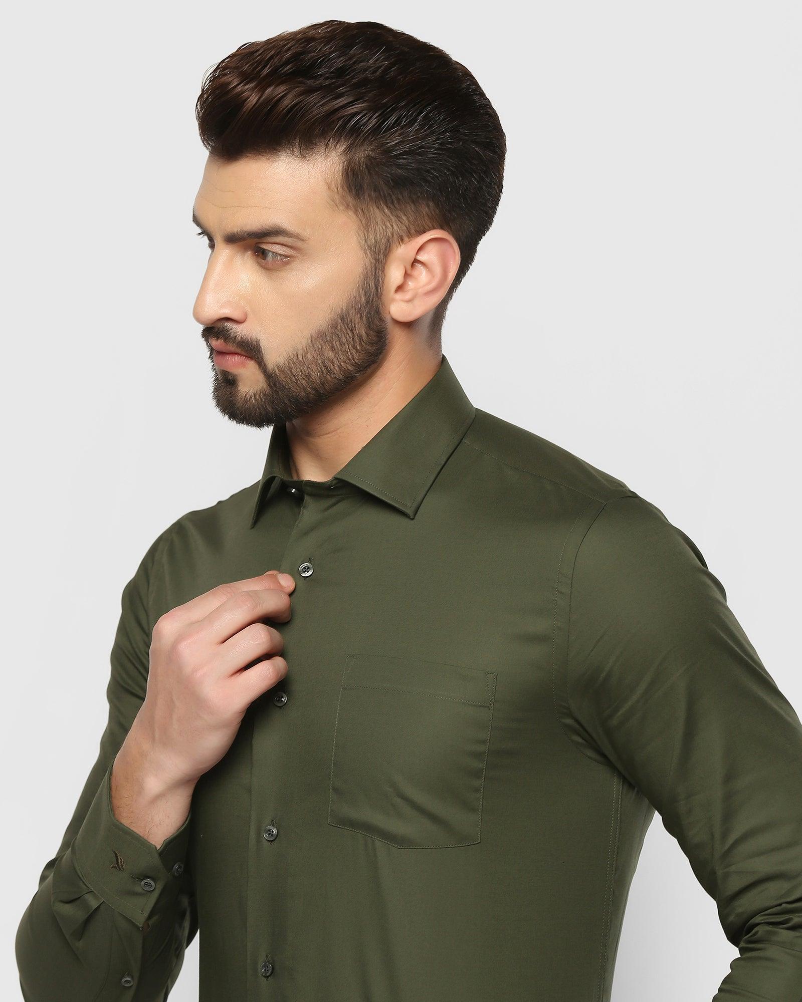 Formal Olive Solid Shirt - Retro