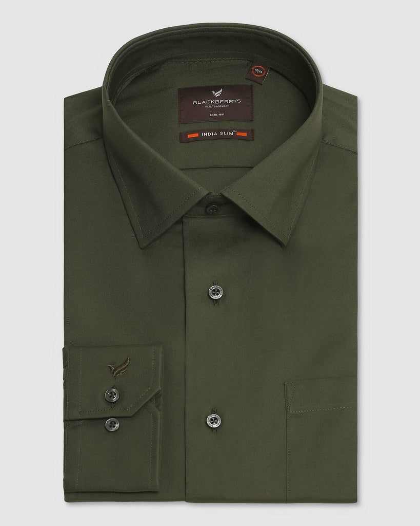 Formal Olive Solid Shirt - Retro